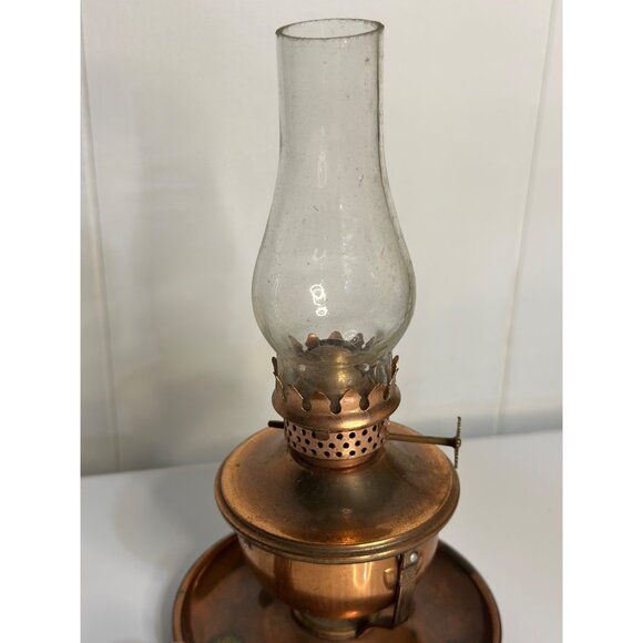 VTG Mini Copper Oil Lamp Lantern Finger Handle Glass Globe 8" Timeless MCM Retro - Picture 2 of 7